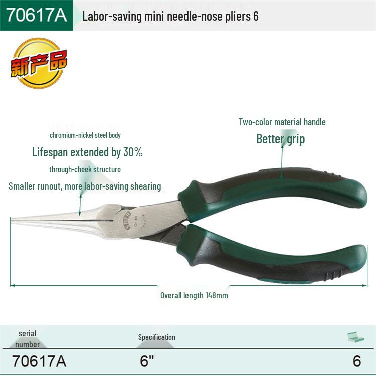 SATA Mini Wire Pliers Set: Needle-Nose, Bent-Nose, Flat-Nose Tools