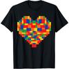 Heart Valentines Day Master Builder Block Brick Building T-Shirt