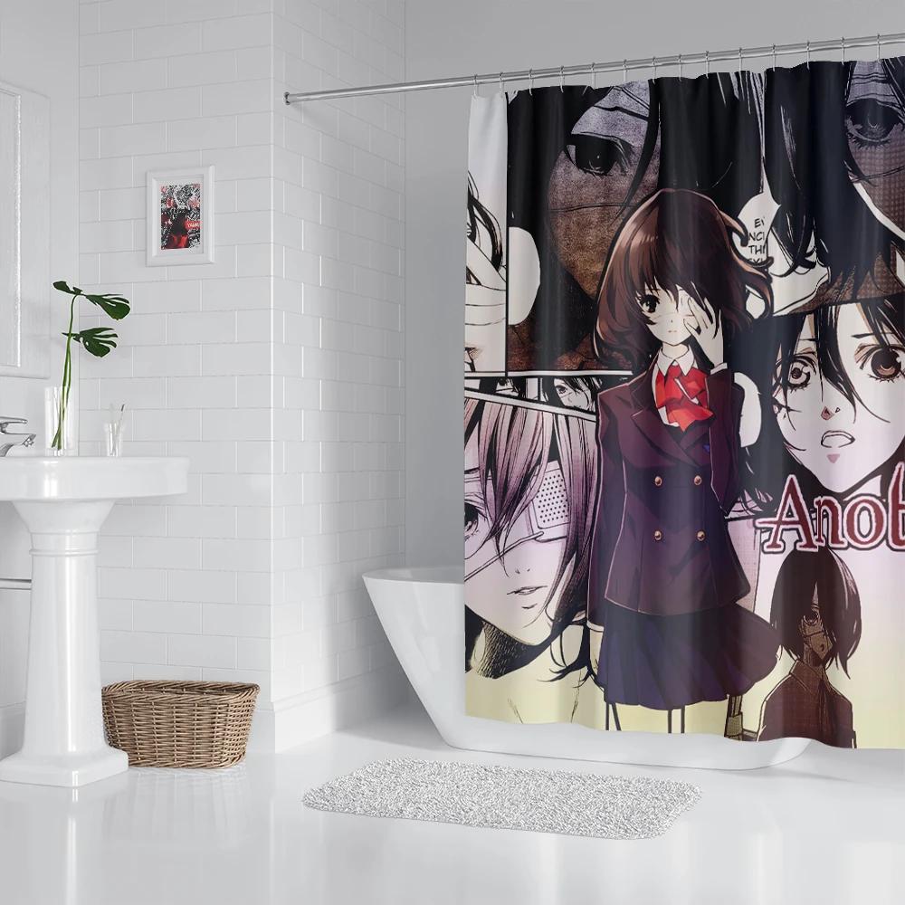 Anime Bathroom Curtain Polyester Fabric Shower Curtain 180 * 180CM With  Hooks Bathroom Accessories