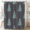Blue Christmas Tree Shower Curtain with Heart Shaped Top Design for Bathroom Decor Waterproof Fabric Decoration (86x174cm)