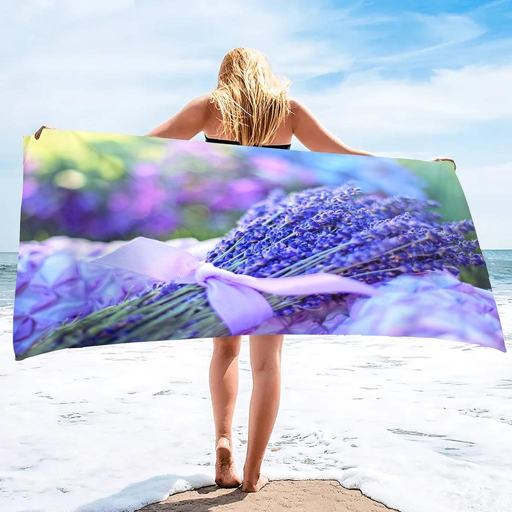 Charming Lavender Field Print Beach Towel - Soft MicrofiberPool & Spa - Perfect Gift for Nature Lovers and Outdoor Enthusiasts