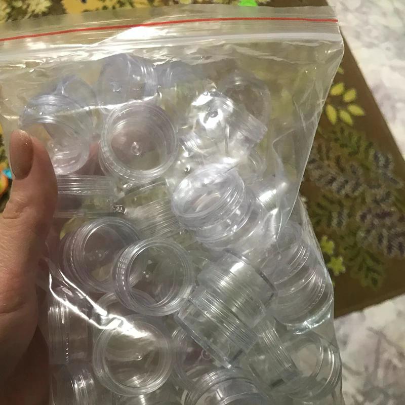 50pcs Clear Cream Jar Mini Cosmetic Bottles Containers Transparent Pot For Nail