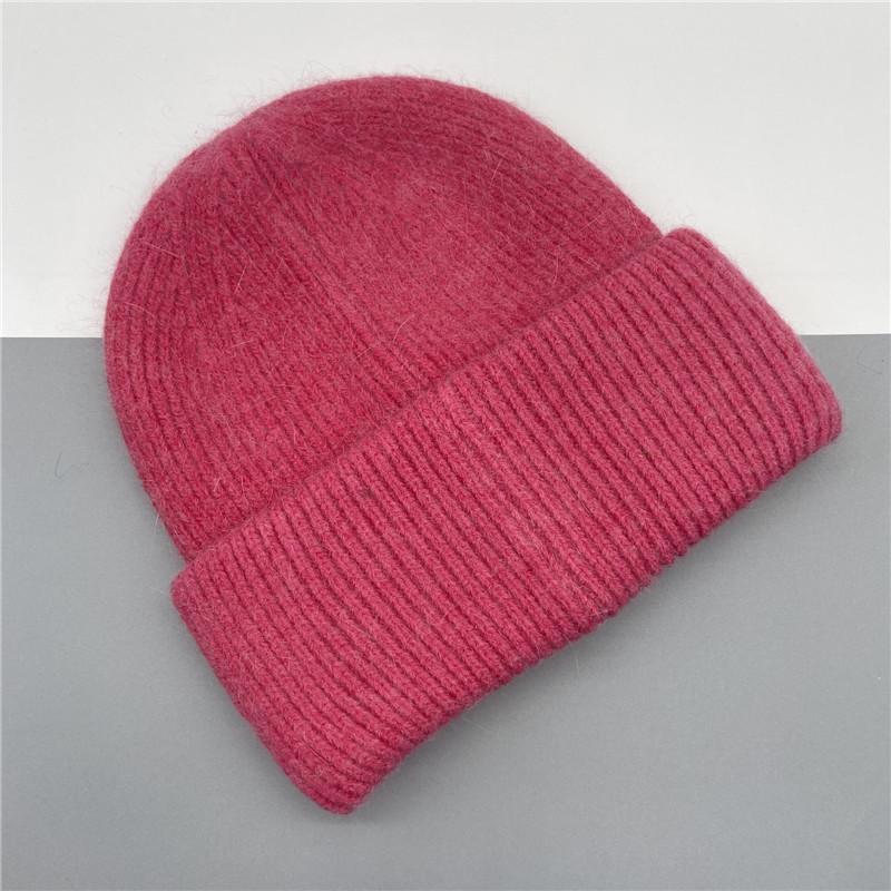 Adult Thick Warm Rabbit Fur Beanie Cap Men Women Solid Knitte Hat Solid Multi Colors Skullies Ski Hip Hop