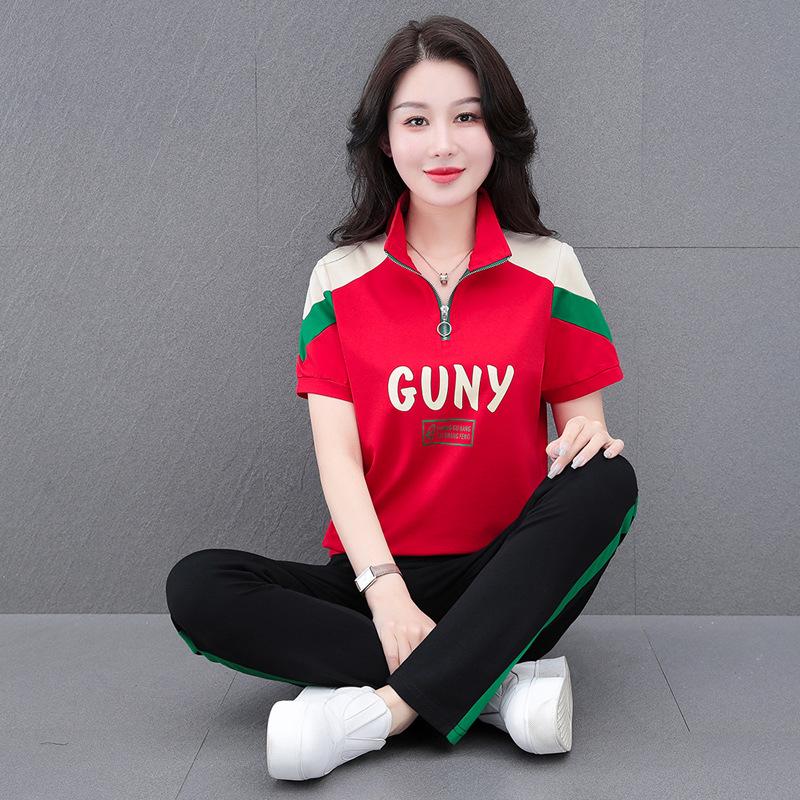

Chic Summer Two-Piece Set: Short-Sleeved Top and Long Pants for Women 3XL чёрный