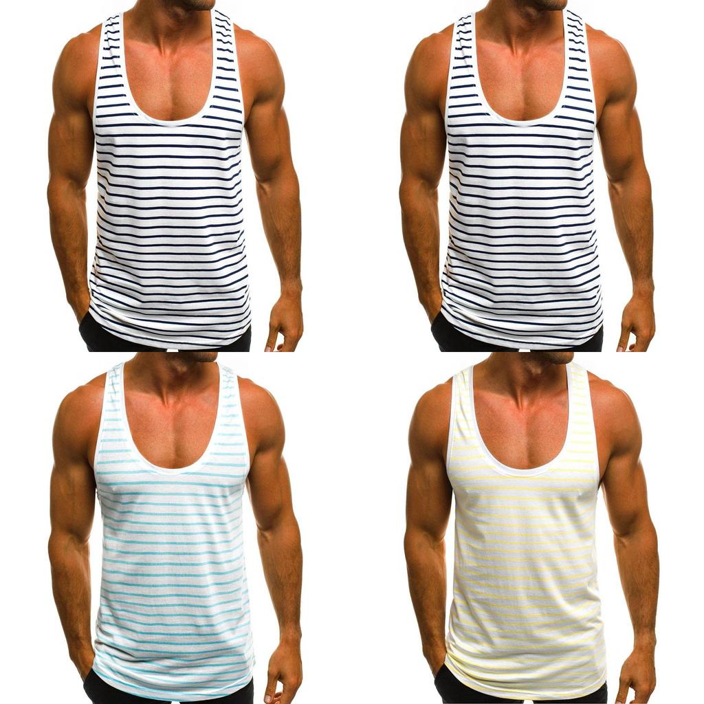 Premium Quality Men's Stripe Sleeveless Vest For Summer Beach Training And Gym