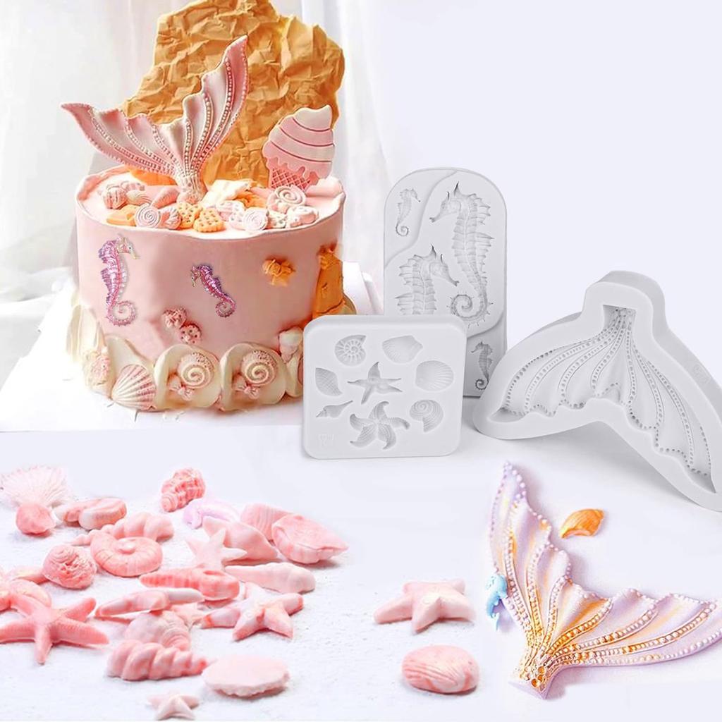 Große Meerjungfrauenschwanz-Form, Silikon 3D Fondant Meerjungfrauenschwanz-Form Süßigkeitenform für Schokolade Zuckerpaste Kuchen Dekoration Graue Farbe