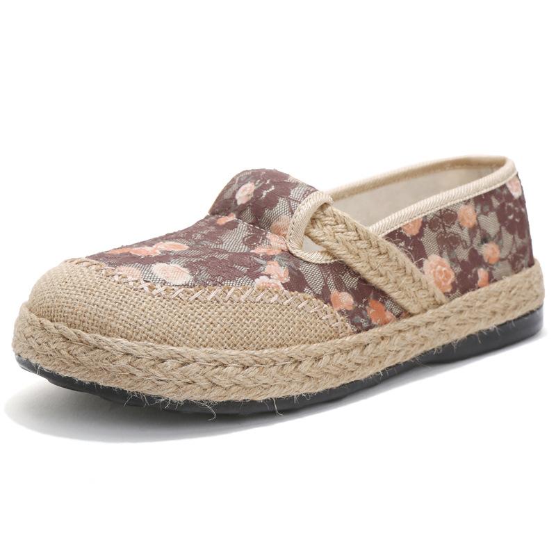 Spring new Mori women's shoes retro pastoral fisherman shoes breathable linen lazy one pedal old Beijing cloth shoes women