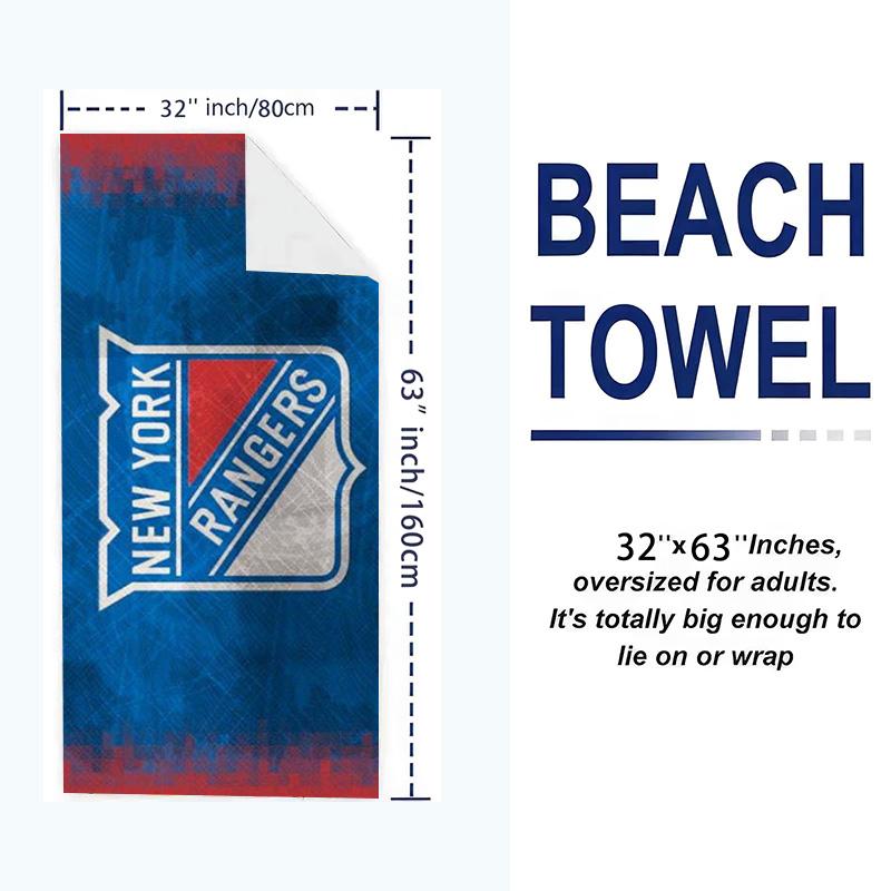 New York Rangers Logo Print Beach Towel, Large Soft Quick Dry Towel for Beach Camping Swimming