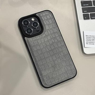 Étui de téléphone en cuir PU à texture crocodile rétro pour iPhone 16 15 Plus 14 13 12 11 Pro Max Luxe Souple Antichoc Bumper Coque Arrière
