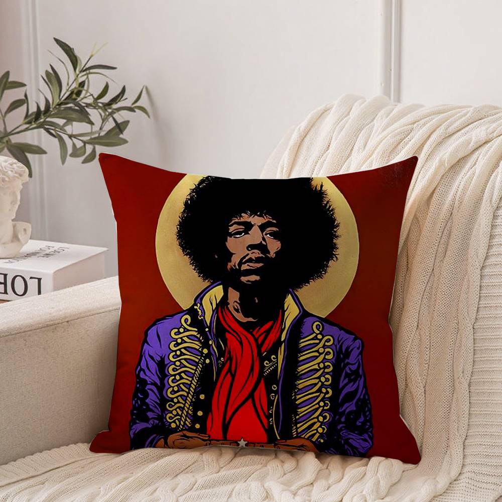 SingerJ-Jimi H-Hendrix Pillow Case Home Decor Throw For Sofa Bed Car Room Decor Gift Idea 12x12Inch