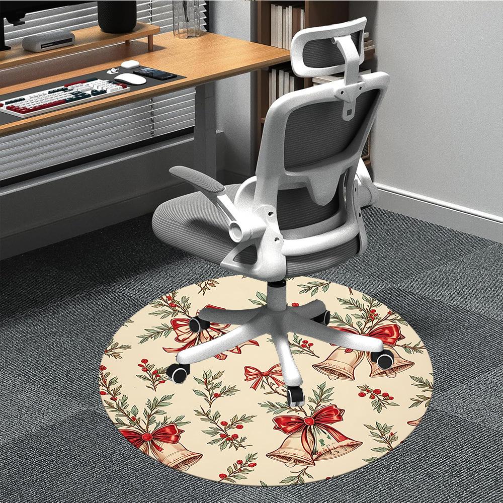 

1pc Holiday BellsChair Carpet for Office, Indoor Non-Slip Washable Polyester Fiber Carpet, Mat For Office, Machine Washable 80cm