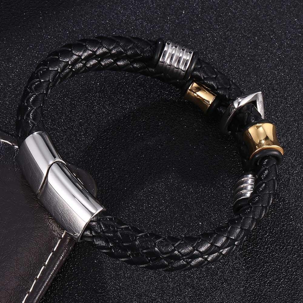 Spades Skull Stainless Steel Punk Men Leather Bracelet Multiple Handchain Bangle Exquisite Jewelry Party Favors