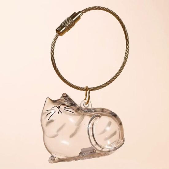 3Pcs Cat Hair Storage Box Keychain Transparent Acrylic Dog Hair Memorial Bottle Pet Hair Collector Container Key Ring Pet Owner Keepsake Gift