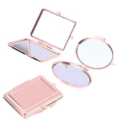 Mini Folding Mirror Keychain Round Heart Oval Square Shape Double Sided Cosmetic Mirror Metal Folding Keychain Makeup Mirror