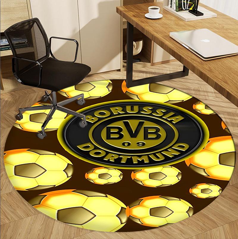 Borussia Dortmund Pattern Round Rug, Indoor/Outdoor Mat, for Picnic, Gameroom, Bedroom, Office, Living Room, Home Decor Carpet, Birthday Gift