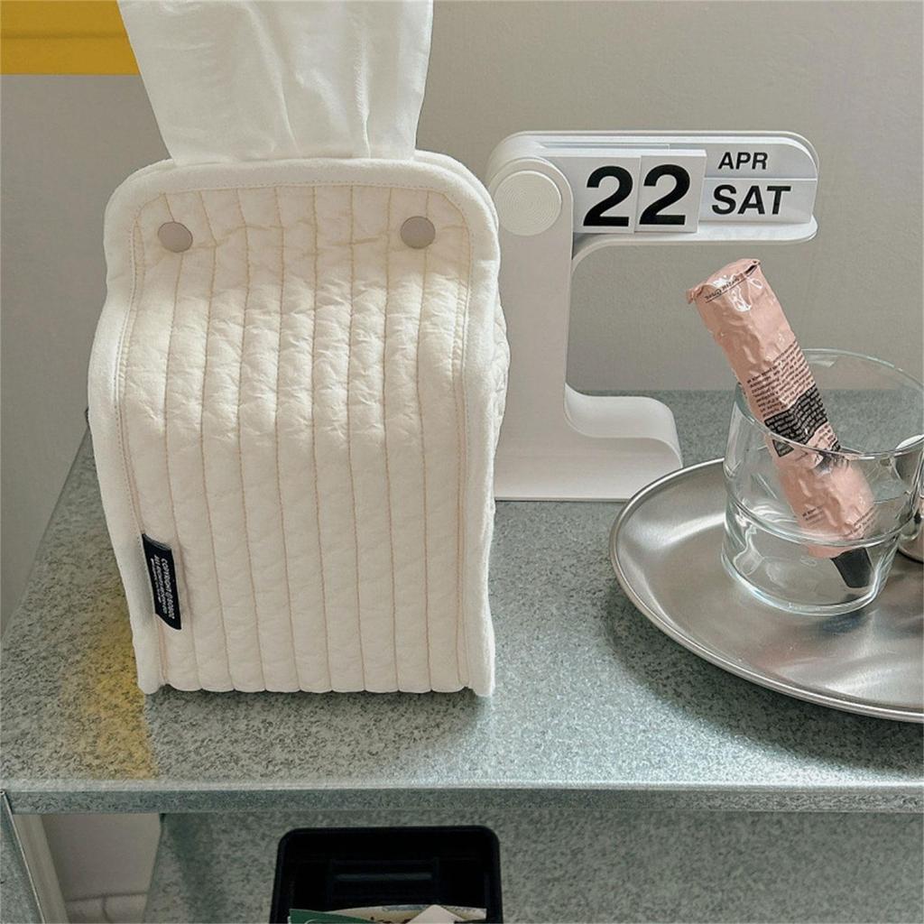 Stylish Striped Fabric Standing Tissue Holder With Removable Designs for Home Office Storage Organization