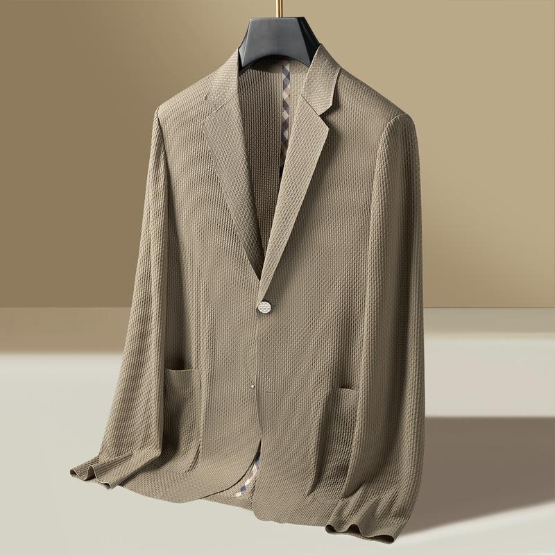 Spring and Summer New Single Western Jacket Men's Thin Top Elastic Casual Suit Sunscreen Suit