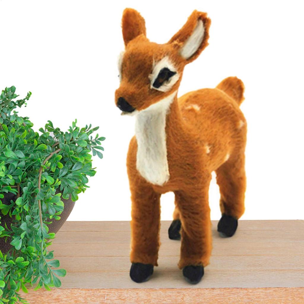 1Pcs Simulation Plush Animal Cute Sika Deer Reindeer Xmas Home Decor Standing Ornament Christmas Elk Scene Arrangement Props
