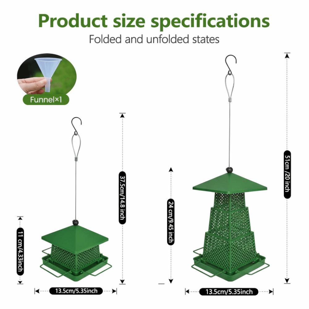 Windproof Wild Bird Feeder Large Capacity Folding Bird Food Dispenser with Hang Rope Multi-purpose Bird Feeding Station Tree