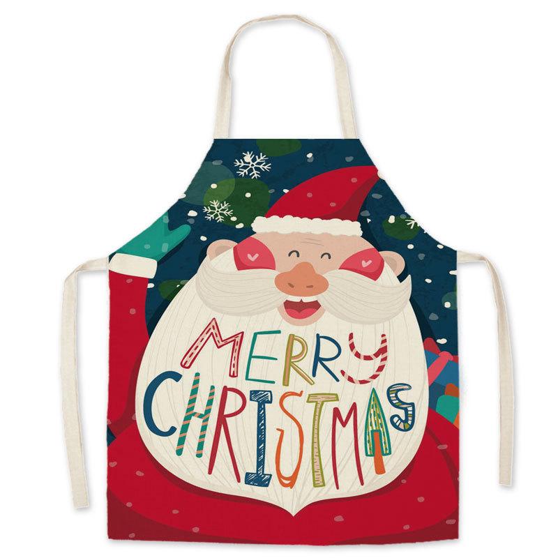 

Cartoon Christmas Day, cotton and linen apron resistant to dirt and easy to clean