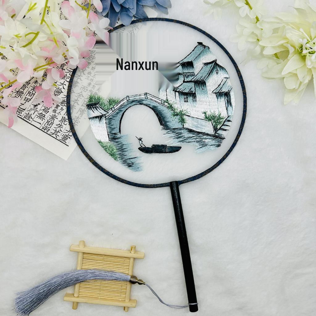 Ancient Style Single-Sided Suzhou Embroidery Dance Fan