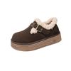 Fashion New Non-slip Winter Warm Short Plush Women's Shoes Outdoors Flat with 2024 Hot Sale Outdoors Buckle Round Head Ladies Shoes