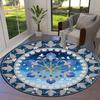 1pc Office Carpet Chair Mats Blue Iris Floral Mandala Perfect for Decorating Office Chairs, Living Rooms, Or Bedrooms