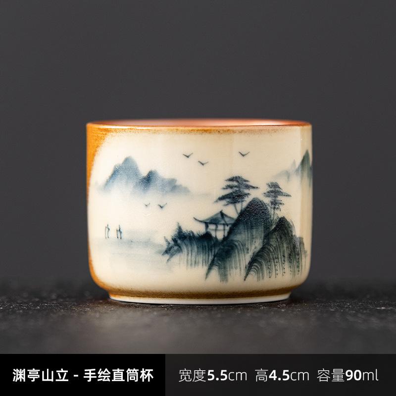 NEW Ceramic Hand-painted Tasting Wood-fired Glaze Small Bowl Special for Drinking Tea Single High-end Master Cup