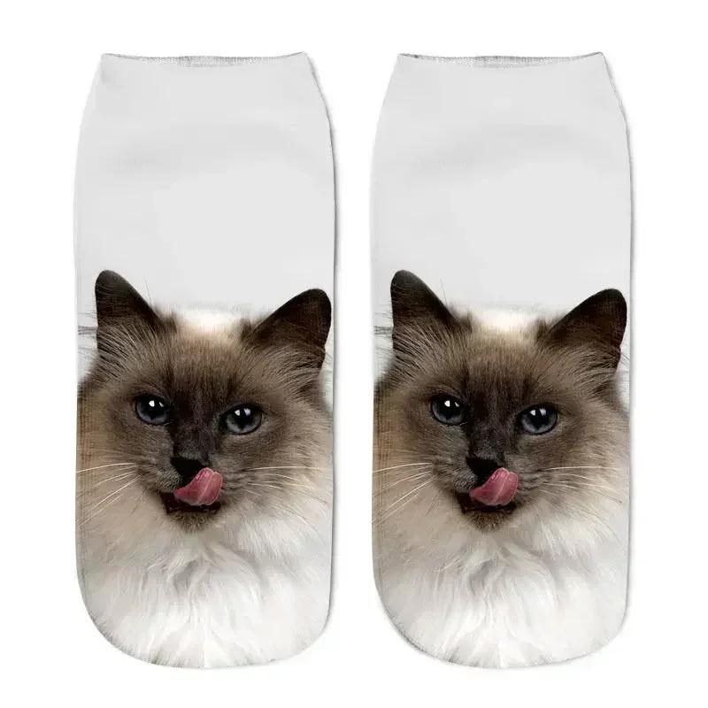 5Pairs Set 3D Cartoon Lovely Cat Puppy Dog Soft Pure Cotton Anklet Socks Harajuku Kawaii Versatile Breathable Casual Short Socks