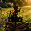 Metal Free Garden Stake Acrylic Kitten Silhouette Stake, Decorative Yard Sculpture with Flowers And Weatherproof Statue Butterflies, Waterproof