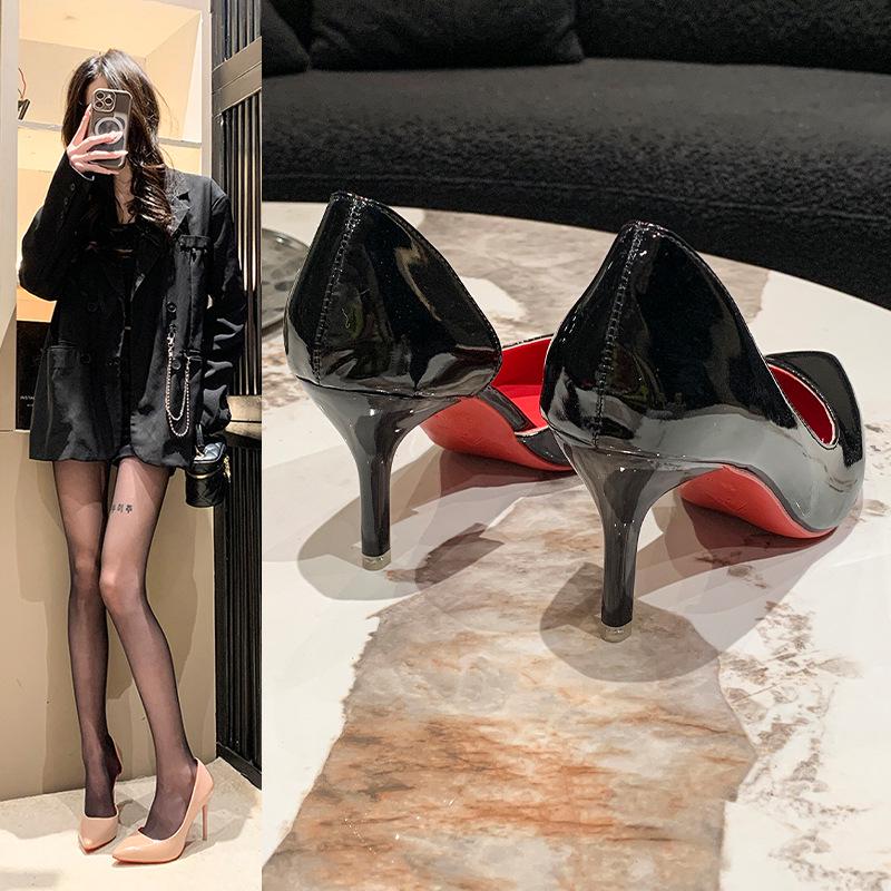 Large Size Red Bottom Stiletto High Heels, Pointed Toe, for Women and Transvestites (Size 34-44)