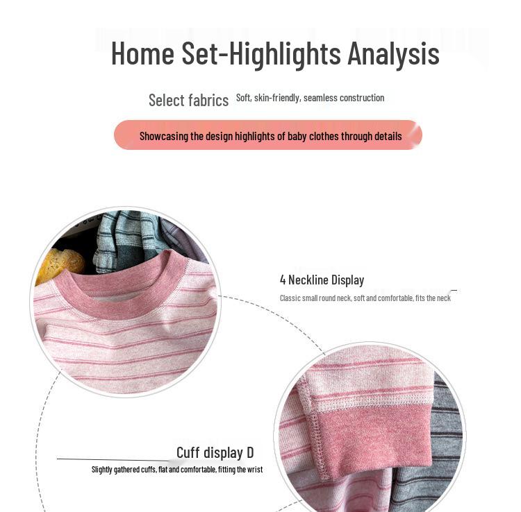 Children's Velvet Cotton Underwear Set: Thickened Autumn Striped Home Wear for Boys and Girls