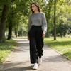 Women Pants High Waist Lace-up Casual Wide Leg Trousers with Pockets Pure Color Design Loose Fit Long Pants Daily