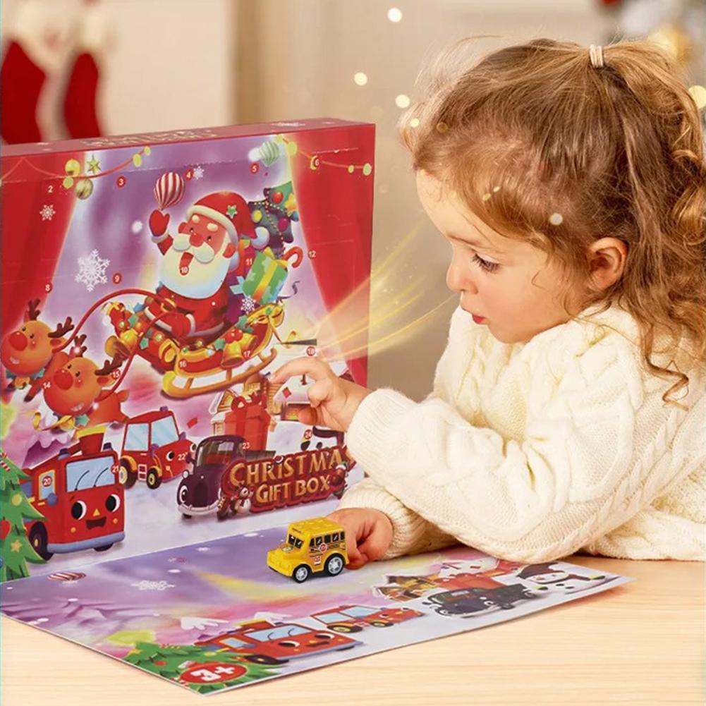 Weihnachts-Adventskalender 2025 mit Rückziehwagen-Spielzeug Auto-Füllspielzeug Weihnachts-Kalender für Geburtstag Weihnachts-Geschenkbox