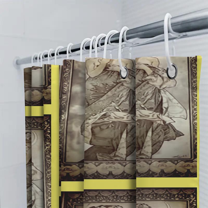 Charming Vintage Woman Bath Shower Curtain: Fashion Artistic Style Printed Waterproof Decorative Home Decoration For Bathroom Si