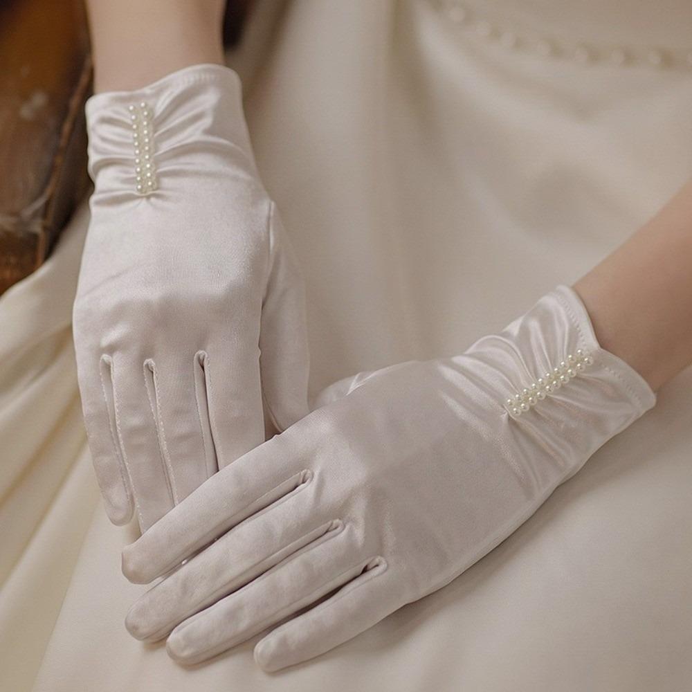 Rüschenmanschette Vollfingerhandschuhe Perlendekor Hochzeitszubehör Handschuhe Studiofotografie Verwendung