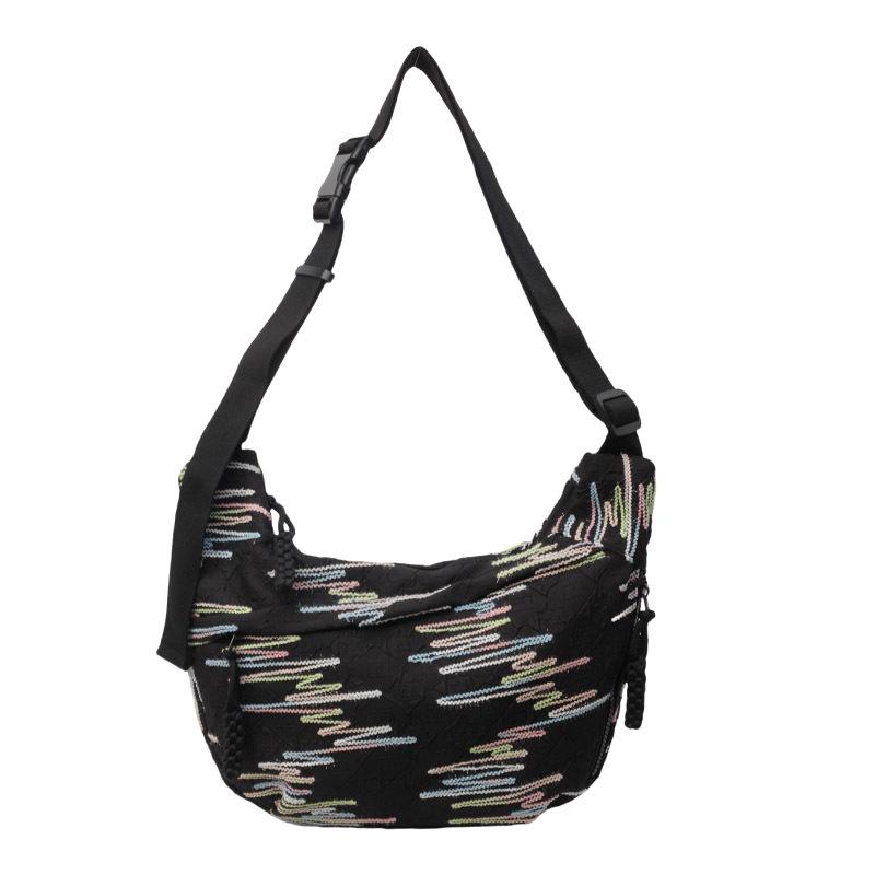 

Холщовая сумка женская большой вместимости 2025 новая летняя модная нишевый дизайн на плечо сумка-мессенджер тканевая сумка сумка-пельмень чёрный