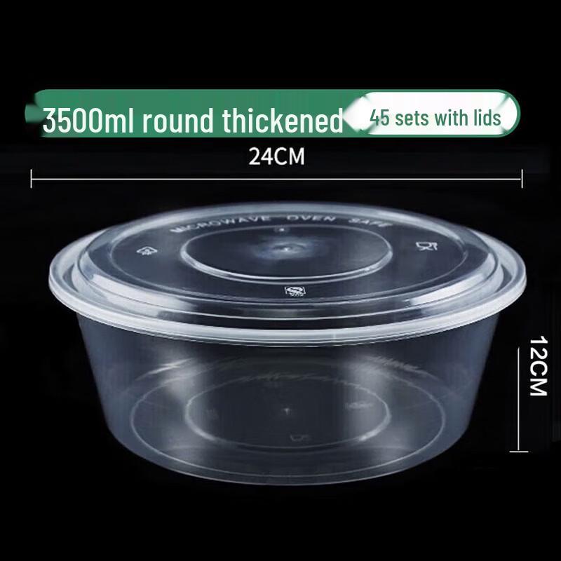 CIBO Disposable Round Transparent Food Containers, 45 Sets