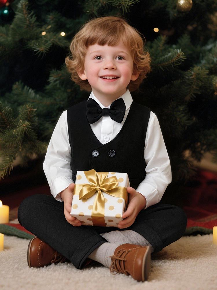 Costume Trois-Pièces Gentleman Britannique pour Garçons: Parfait pour le premier anniversaire de bébé