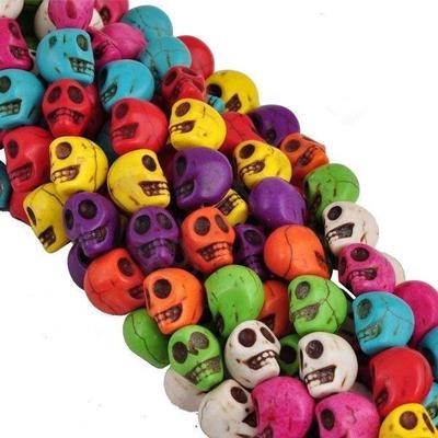 Bunte Totenkopf-Türkis-Edelstein-Abstandshalter, lose Perlen, Schmuckanhänger