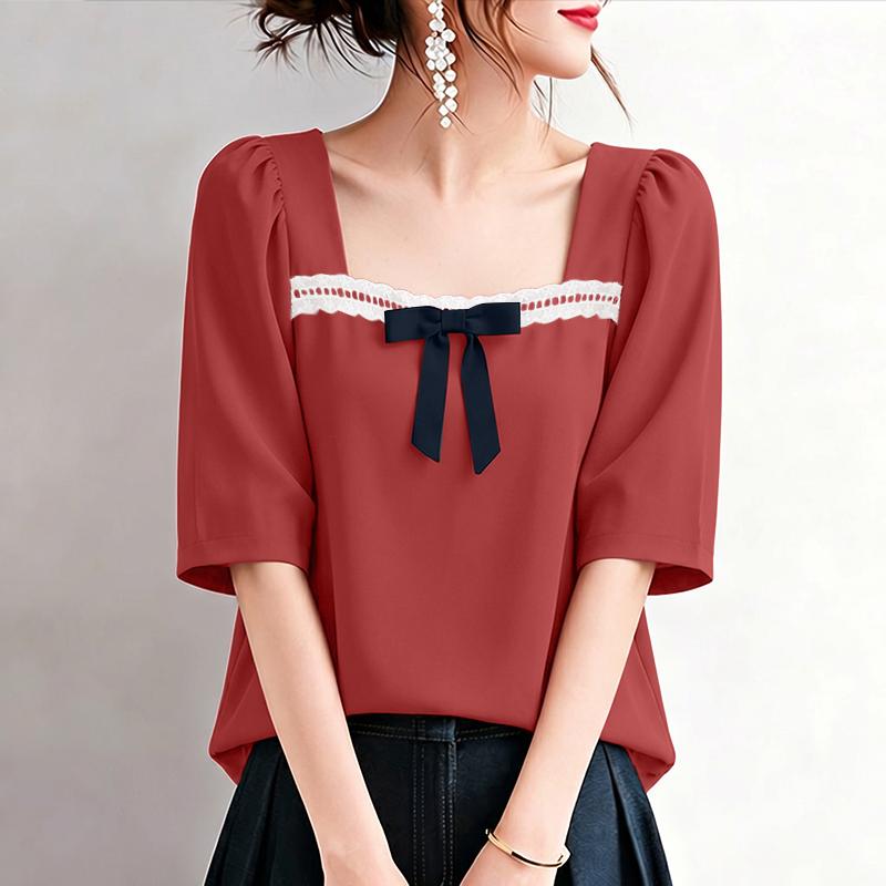 ZANZEA Women Elegant Square Collar Summer Casual Short Sleeve Blouse M
