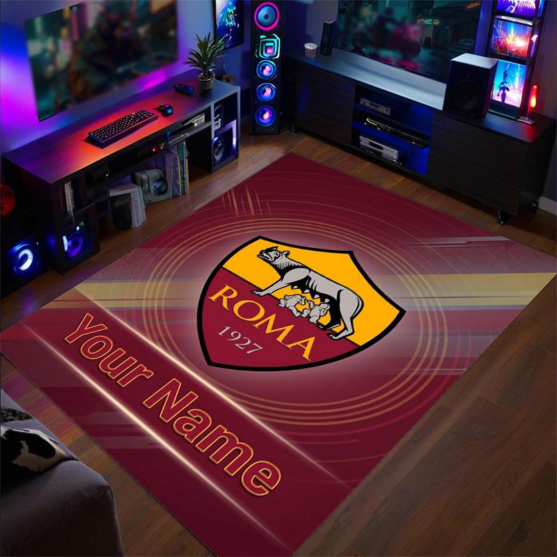 Crystal Velvet Rug AS Roma Print Custom Name Text Floor Mat Home Decor