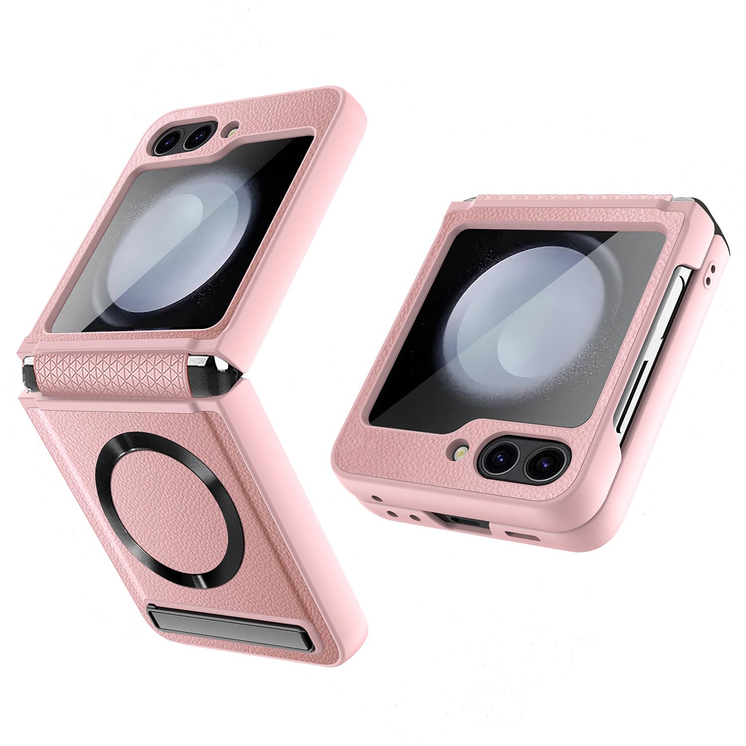 

For Samsung Galaxy Z Flip5 5G Kickstand Case Hard PC Phone Cover Compatible with MagSafe Pink