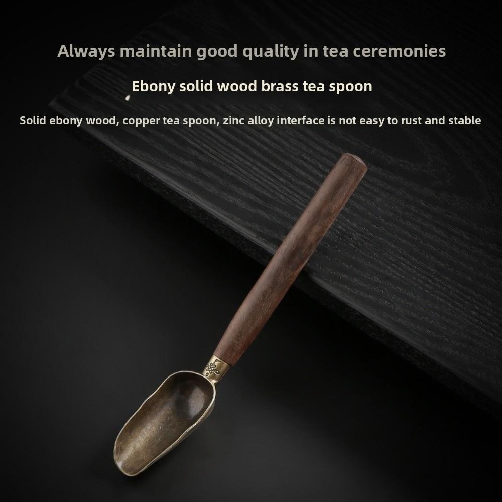 Retro Teaspoon Solid Wood Handle Coffee Scoops Durable Tea Spoon KongFu Tea Ceremony