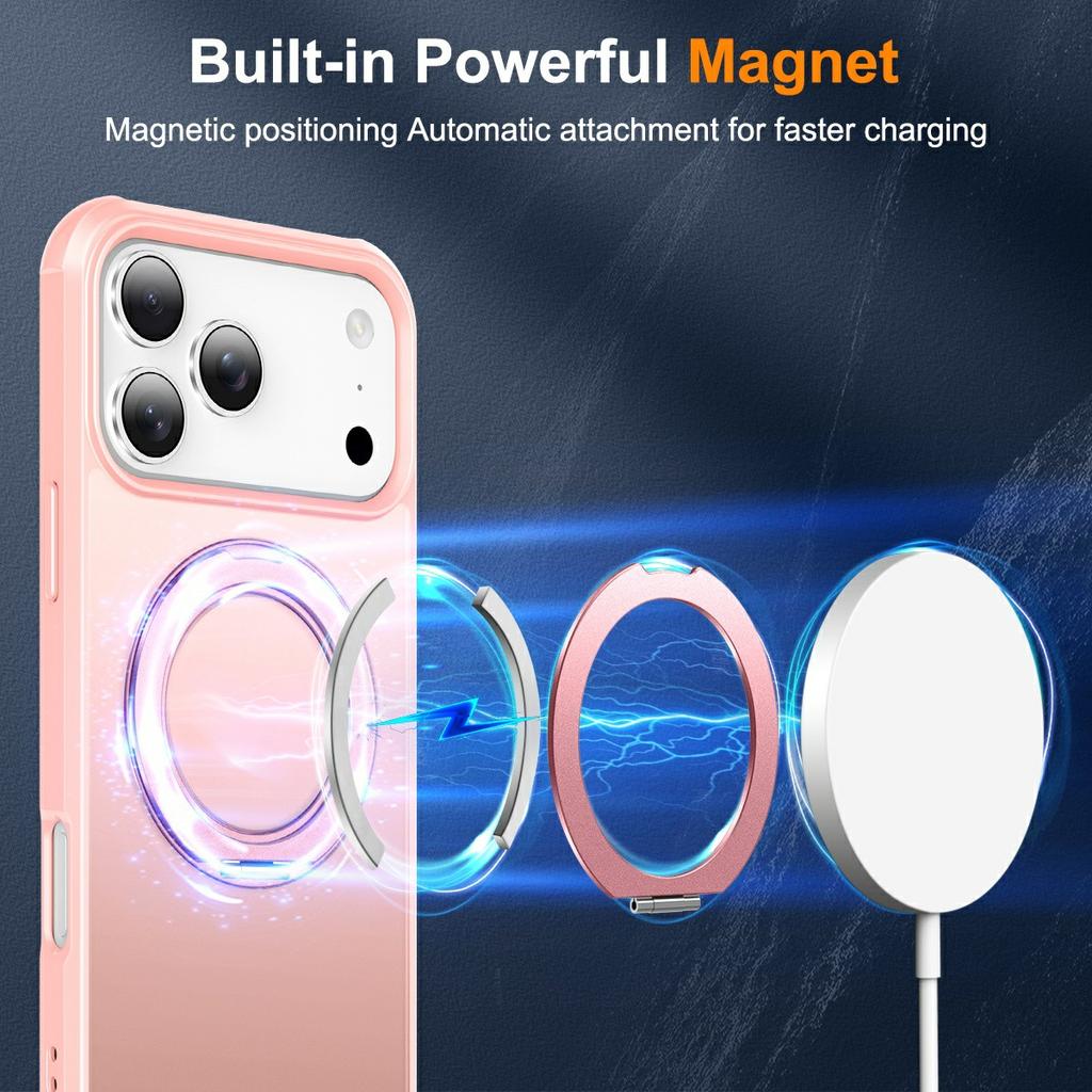 For iPhone 17 Pro Case Magnetic Kickstand TPU+PC Shockproof Hybrid Phone Cover