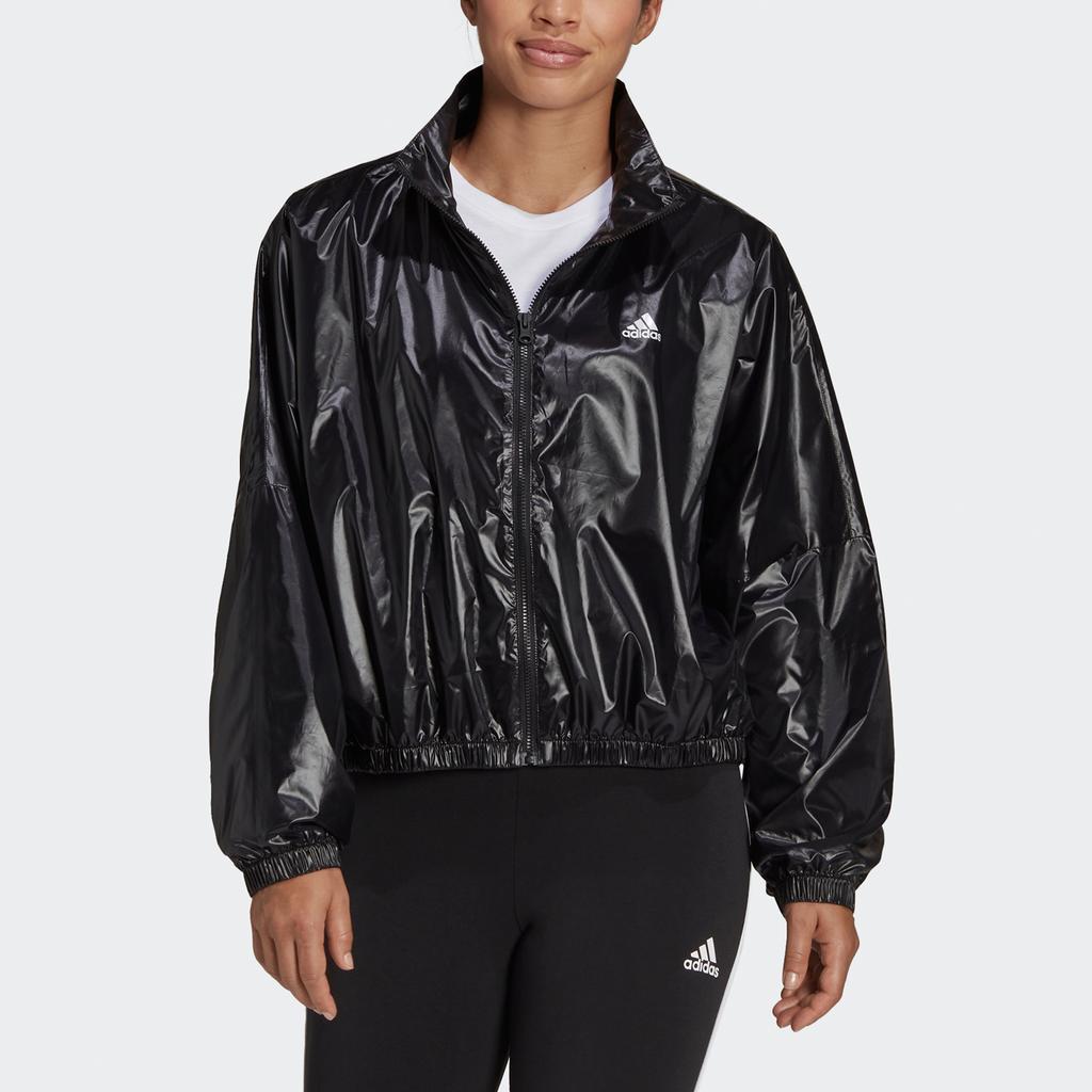 (WMNS) Giacca adidas Wvn Stampa Logo Lucida Collo Alto Giacca Cappotto Nera Donna HI1197