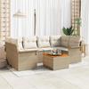 VidaXL 7-Piece Garden Sofa Set with Beige Cushions Poly Rattan Acacia 3347281