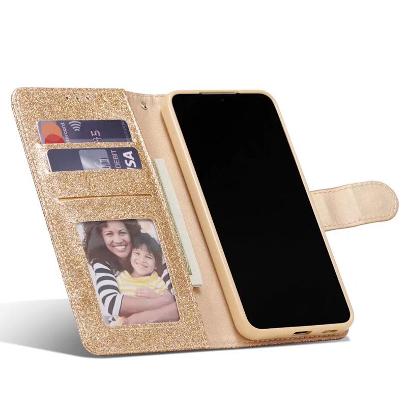 Luxury Leather Wallet Case For Samsung Galaxy Glitter S25 Ultra S24 S23 FE S22 S21 S20 Plus A13 A14 A15 A35 A55 A54 A53 A34