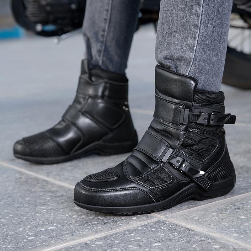 Genuine Leather Motorcycle Shoes Riding Male Riders All Season Off-road Boots Racing Travel