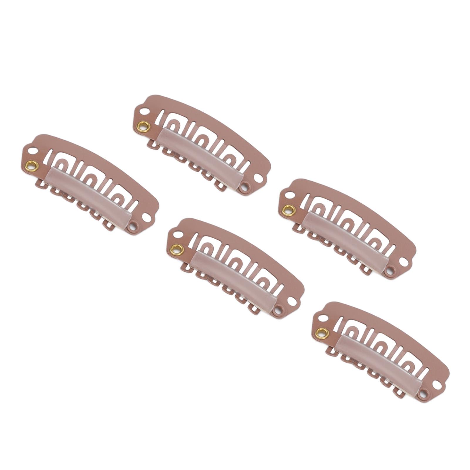 

50pcs 6 Tips 6 Teeth Wig Snap Clip Metal Stainless Steel Hair Grips for Wigs Hair Extension светло-коричневого